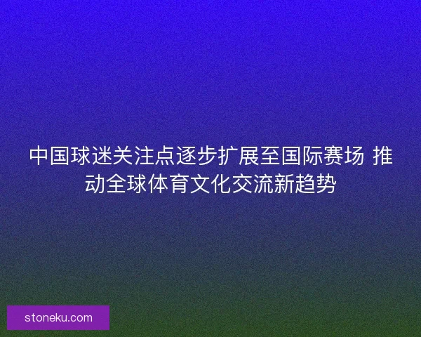 中国球迷关注点逐步扩展至国际赛场 推动全球体育文化交流新趋势