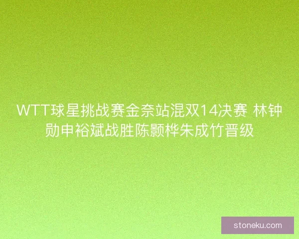WTT球星挑战赛金奈站混双14决赛 林钟勋申裕斌战胜陈颢桦朱成竹晋级